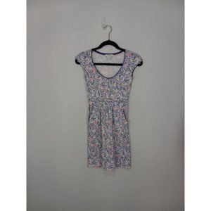 Boden Margot Jersey Scoop Neck Paisley A-Line Mini Dress Blue Size 2P